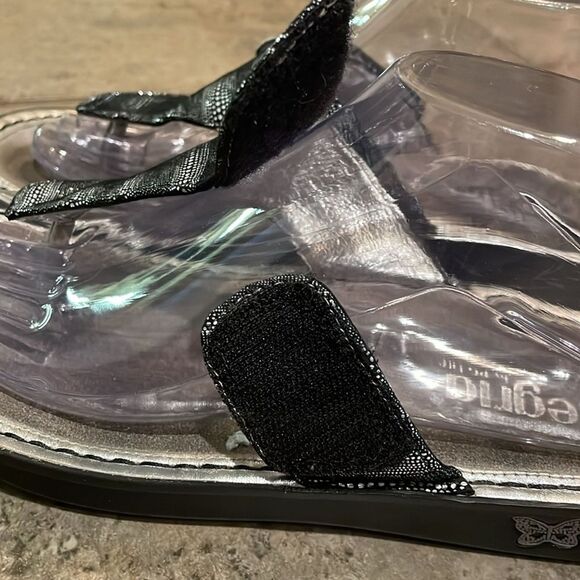 Alegria Vanessa Circulate Black Silver Thong Sandal Shoes Womens Size EU 38 - Picture 4 of 12